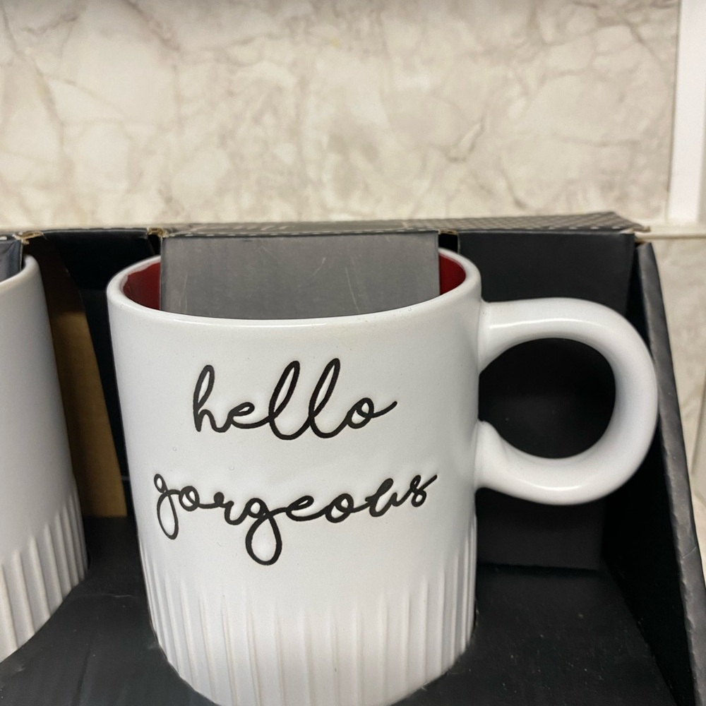 Hello Handsome and Gorgeous Mug Set - White and Black - Picture 3 of 5